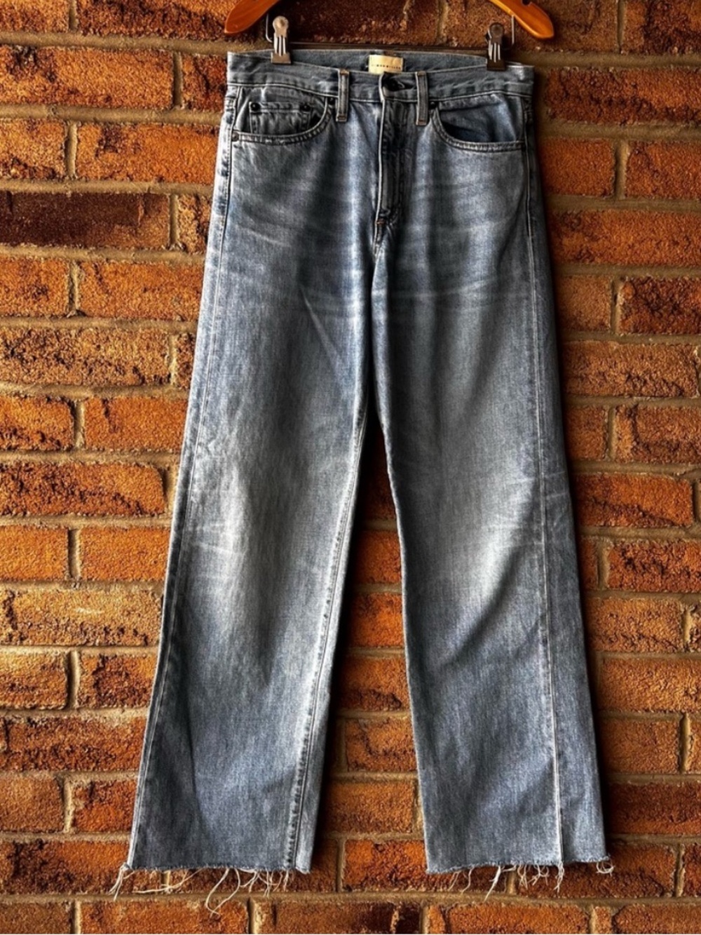 Simon Miller Light Wash Straight Leg Jeans - Frayed Hem